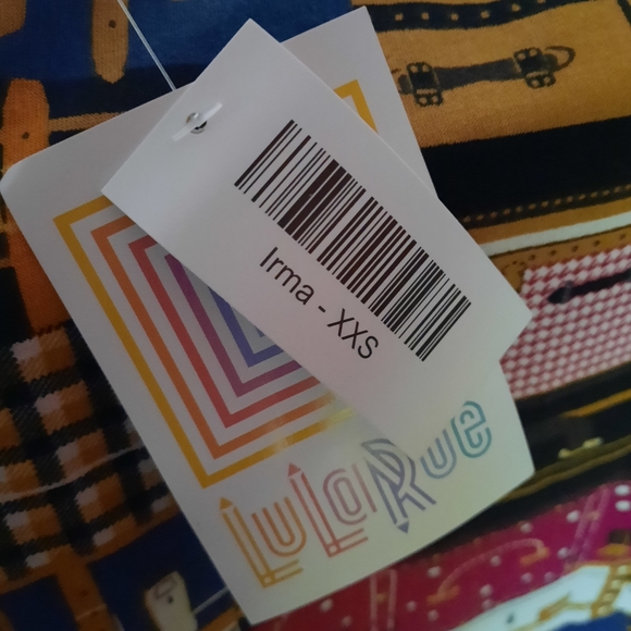 New Lularoe Irma Simply Comfortable Top Hi Low Tunic Shirt Size XXS Fushia Gold - Picture 3 of 4